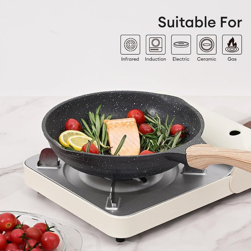 Sartén Jeetee Antiadherente Con Piedra De Mármol, 24 Cm, Bas