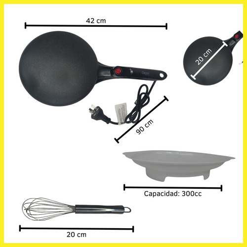 Panquequera Eléctrica Batidor Antiadherente 800w Bowl Dinax Color Negro