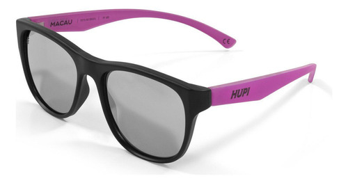 Óculos De Sol Hupi Macau Preto/pink - Lente Prata Cor Preto-rosa