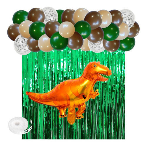 Kit Combo Dinosaurio Rex Naranja Deco Cumpleaños