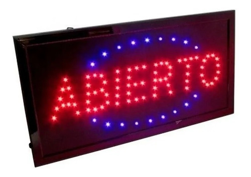 Cartel Led Luminoso Abierto Directo 220v Azul Y Rojo