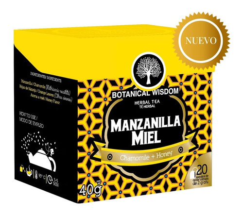 Botanical Wisdom Te Manzanilla Miel 20 Saquitos