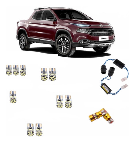 Kit Led Master Fiat Toro 6000k Canbus Lampada Interna Placa