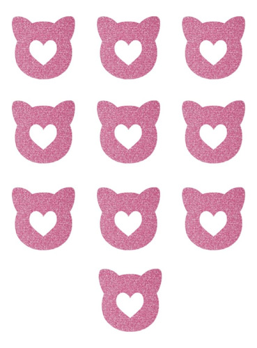 10 Mini Gatos Forma De Corazón Parche De Hierro, Conju...