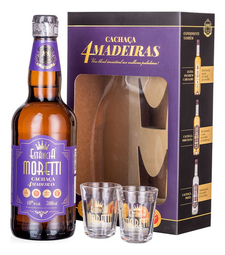 Kit Cachaça Estância Moretti 4 Madeiras - 500ml