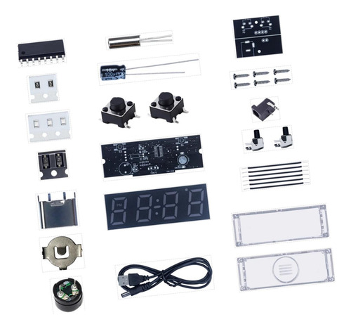 Kit De Relógio Digital Diy Smart 0603rgb Beads Diy Com Capa