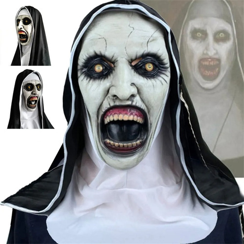 Máscara Dia Das Bruxas A Freira Látex Halloween Carnaval Cor Branco