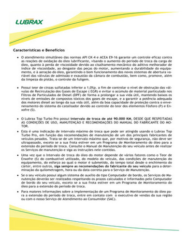 Óleo Motor Diesel Top Turbo Pro Lubrax 10w30 Semissintético