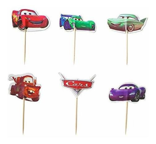 24 Piezas Cars Lightning Mcqueen   Toppers   Niños Dec...