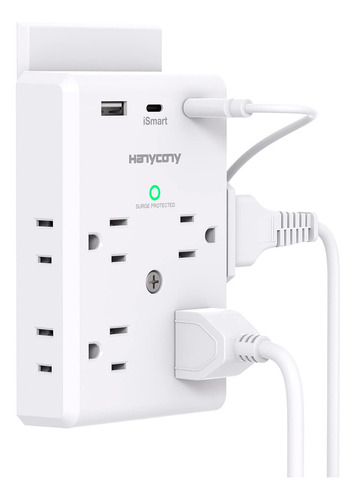 Extensor De Toma De Corriente MĂșltiple Con Puertos Usb C