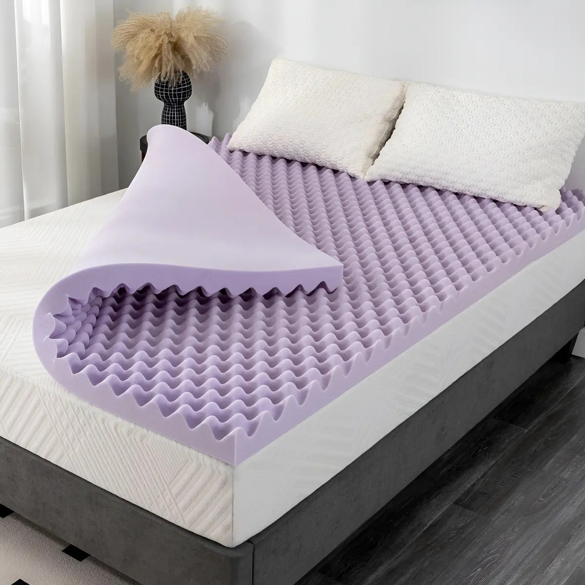 Cubrecolchón Viscoelástico Gel Enfriante Mlily 2 Plazas Lavanda Morado