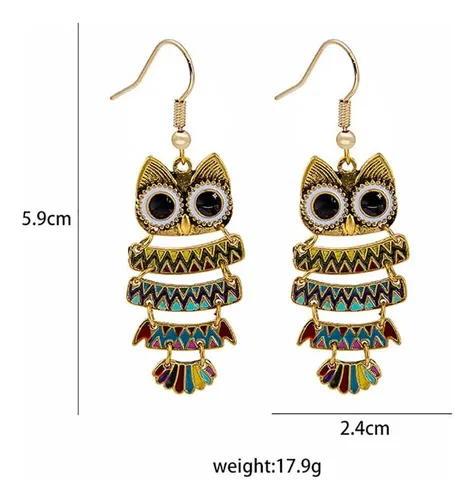 Pendientes Colgantes De Búho Vintage Bohemio, Lindos De Búho