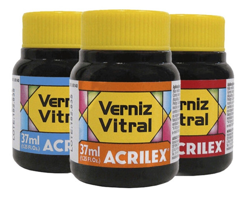 5 Potinhos Tinta Verniz Vitral Acrilex 37ml Aerógrafo