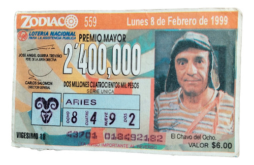 Billete De Lotería Del Chavo Del 8 Del Zodiaco