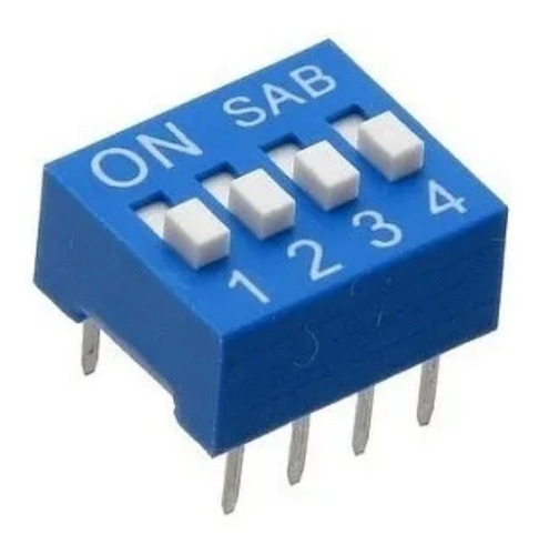 Interruptor Dip Switch 4 Posiciones 2.5mm Azul