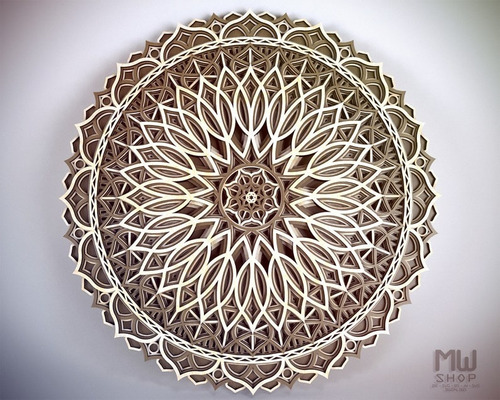 Panel Para Pared Mandala Multicapa 122x122 Cm Pintado