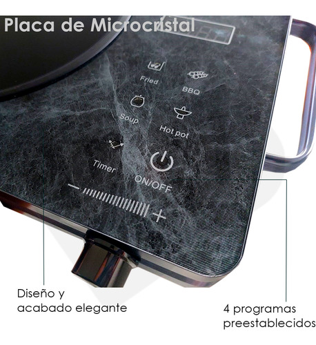 Set De 2 Parrillas Estufa De Induccion Magnetica 4 Modos You Gris