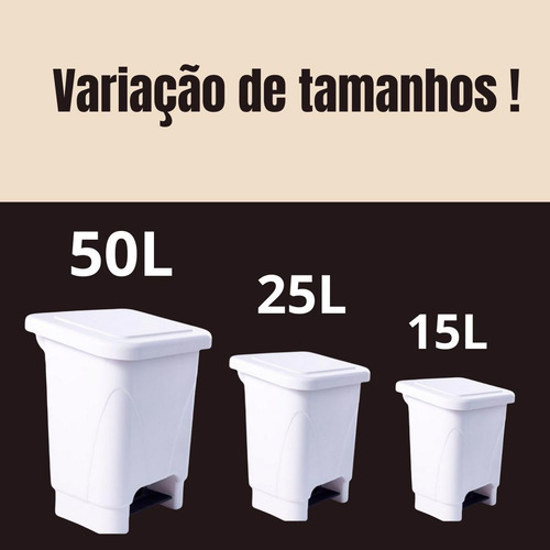 Lixeira Retangular C/ Pedal 25l Branco Resistente Hospitalar