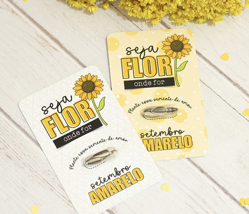 Setembro Amarelo 100 Card+cápsula Com Semente Girassol