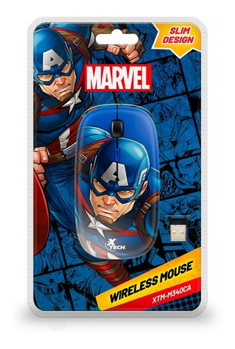 Mouse Inalambrico Xtech Marvel Captain America 4 Botones