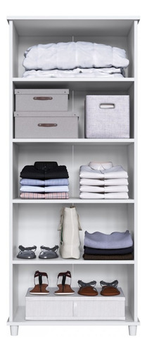 Armário Multiuso Slim 2 Portas 4 Prateleiras Branco