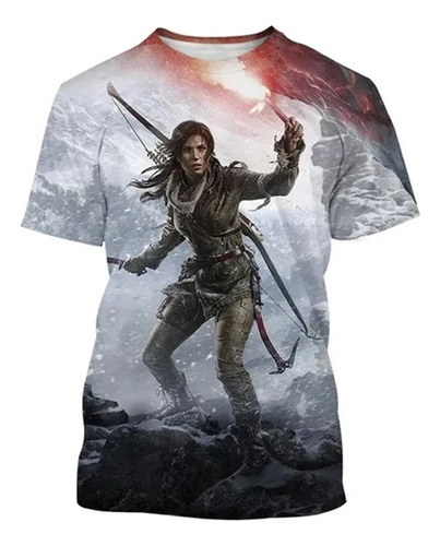 Camiseta Neutra Impresa En 3d De Tomb Raider