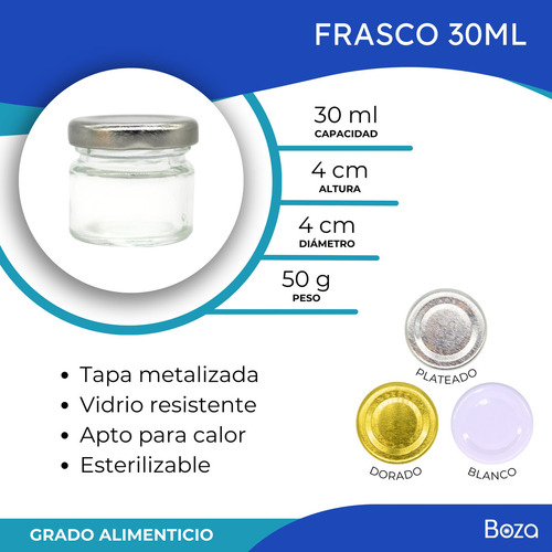 Frasco De Vidrio 1 Oz 30 Ml 50 Pz Recuerdos Boda Bautizo Etc Color Plateado