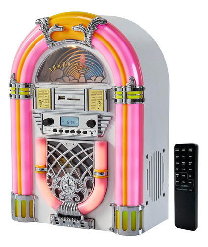 Arkrocket Athena - Mini Jukebox/reproductor De Cd De Mesa, A Color Rosado 110v