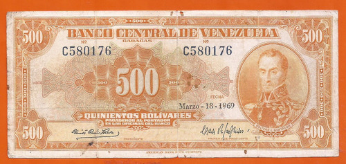 500 Bs De 1969 C-6; Dificil Canario....