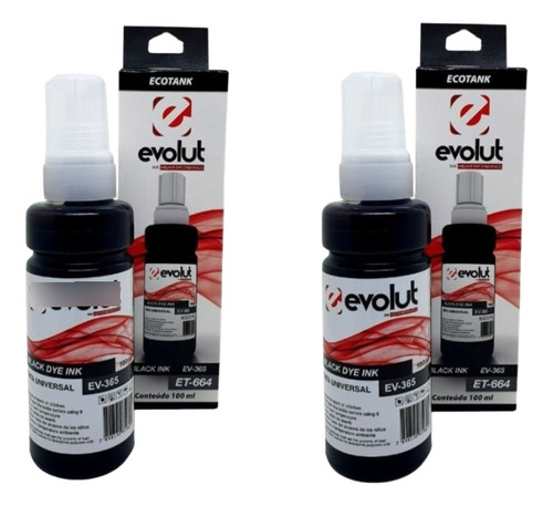 Kit 2 Tintas Para Epson Evolut 100ml L200 L300 L355 L1300