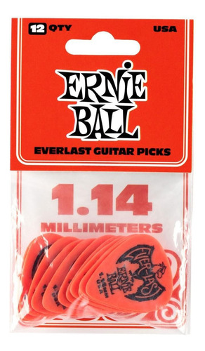 Kit Pacote 12 Peças Palheta Ernie Ball Everlast 1,14mm