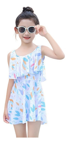 Traje De Baño Transpirable Con Falda De Moda For Niña