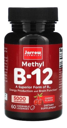 Suplemento en comprimidos masticables Jarrow Formulas  Methyl Methyl B-12 vitamina b12 sabor cereza en pote 60 un
