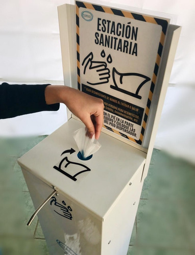 Dispenser Alcohol En Gel Y Toallitas Estación Sanitaria 3en1