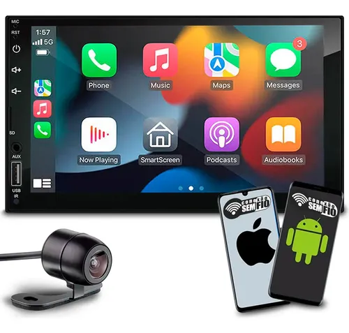 Central Multimídia 7 Polegadas Com Carplay E Android Auto Sem Fio...