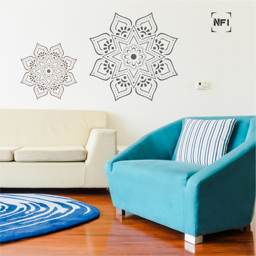 Stencil Decorativo Mandala Piso Telas  50x60 Mnl303-e 45 Cm 