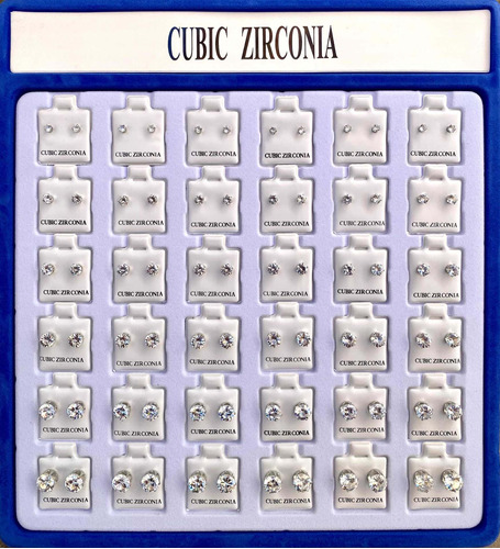 36 Pares Broquel De Zirconia Cubica Acero Mayoreo