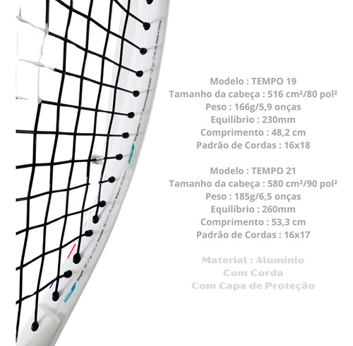 Raquete De Tênis Tempo Tecnifibre Alumínio Junior Com Capa