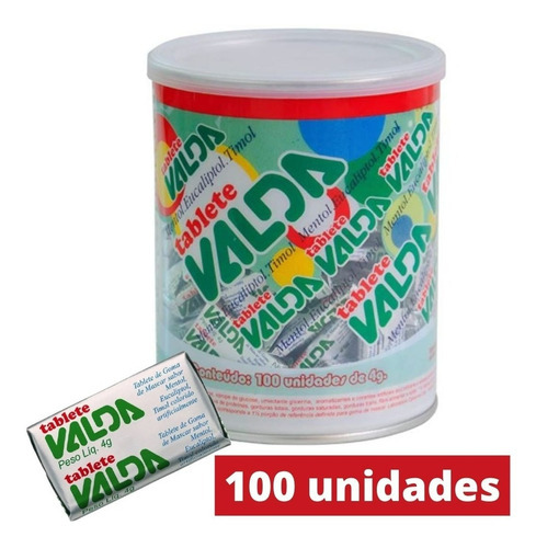 Chiclete Tablete Goma De Mascar Valda Pote Com 100 Unidades
