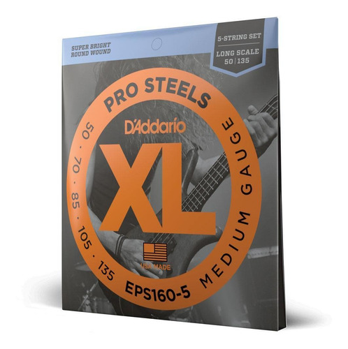 Encordoamento Baixo 5c .050 D'addario Xl Pro Steels Eps160-5