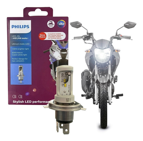 Lâmpada Led Ultinon Philips Moto Hs1 / H4 12v 6000k