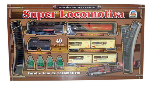 Super Locomotiva Luz/ Som 40 Pçs Trenzinho Ferrorama Braskit