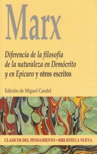 Diferencia De La Filosofía - Marx / Bn + Sorpresa