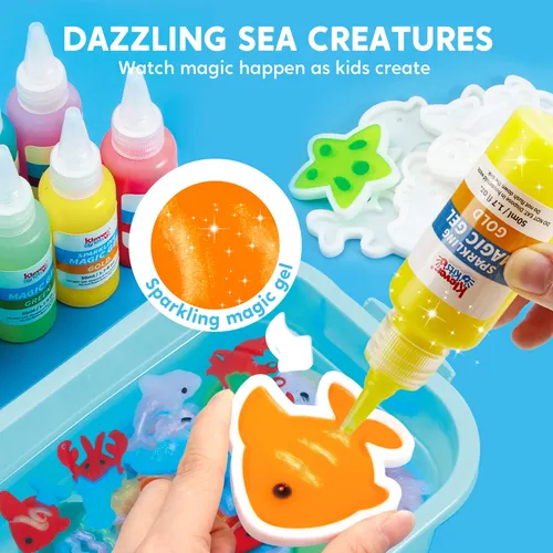 Kiditos Magic Water Elf Toy Kit, Aqua Fairy Water Gel Kit With 25 Magic Gels, 20 Animal Molds. Christmas Gifts, Birthday Gifts, Party Favors, Arts & Crafts DIY STEM For Kids(25