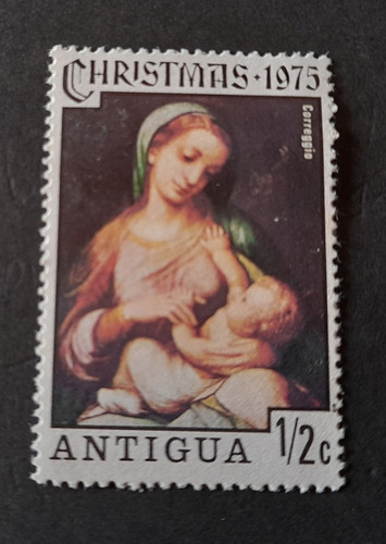 Sello Postal - Antigua - Pintura De Navidad 1975
