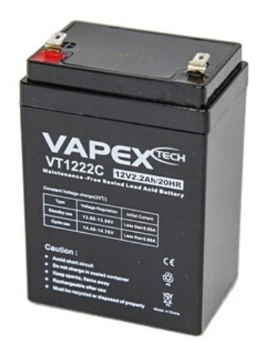 Bateria De Gel 12v - 2.2 Ah Vapex 70x48x99mm Vt1222