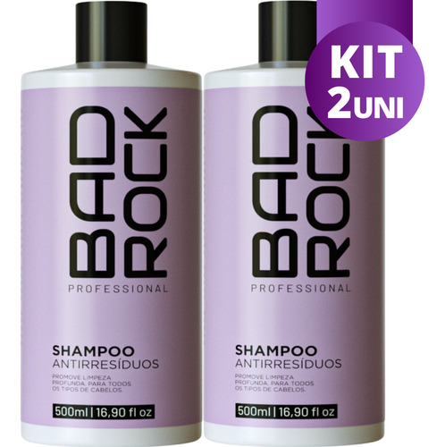 Kit 2uni Shampoo Antirresíduos Hanova Bad Rock 500ml