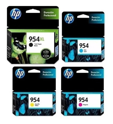 Combo Cartucho Hp 954xl Negro + 954 Colores Comun Original 