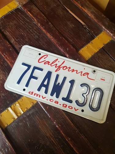 Matricula Placa Estado De California Retro