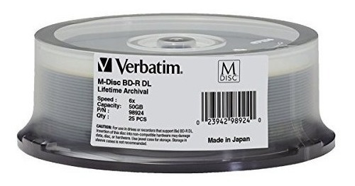 Verbatim M Disc Bd R Dl 50gb 6x With Branded Surface  